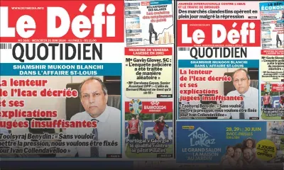 Voici la une du Défi Quotidien de ce Mercredi 26 Juin 2024
