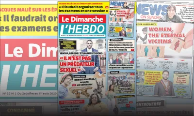 Voici la Une de Le Dimanche/L'Hebdo de ce dimanche 26 juillet 2020