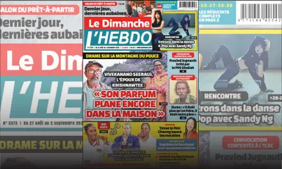 Voici la Une de Le Dimanche/L'Hebdo de ce Dimanche 27 Août 2023