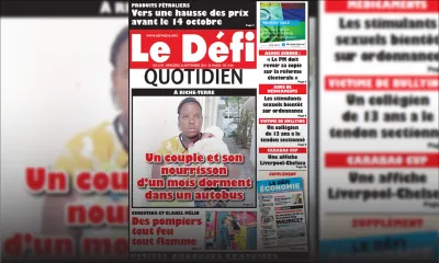 Voici la Une du Defi Quotidien de ce mercredi 26 Septembre 2018