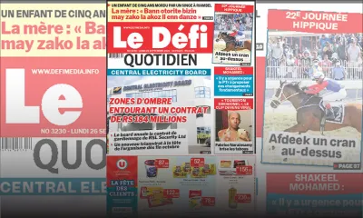 Voici la une du Défi Quotidien de ce lundi 26 Septembre 2022