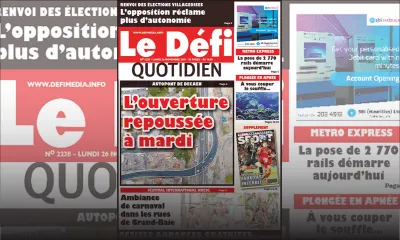 Voici la Une du Defi Quotidien de ce lundi 26 Novembre 2018