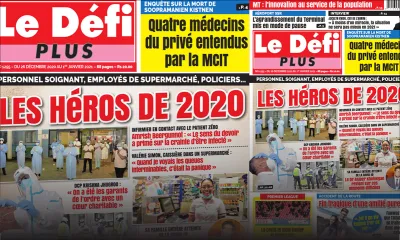 Voici la Une du Défi Plus de ce samedi 26 décembre 2020