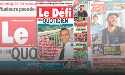 Voici la une du Défi Quotidien de ce Mardi 26 Décembre 2023