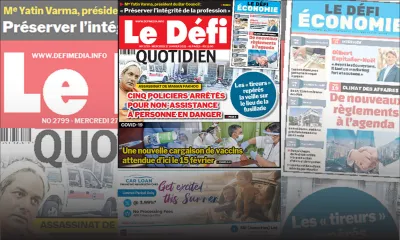 Voici la Une du Défi Quotidien de ce mercredi 27 janvier 2021
