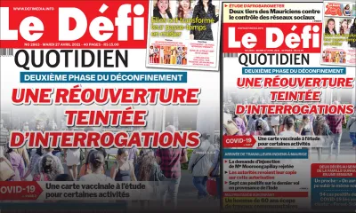Voici la Une du Défi Quotidien de ce mardi 27 avril 2021