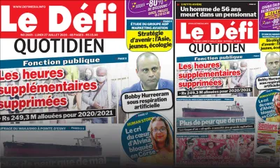 Voici la Une du Defi Quotidien de ce lundi 27 juillet 2020