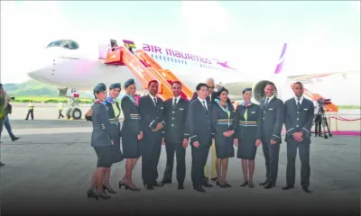 The new Air Mauritius A350-900 operates its first commercial flight 