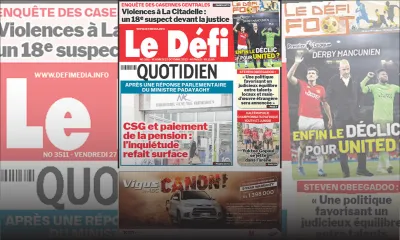 Voici la une du Défi Quotidien de ce Vendredi 27 Octobre 2023