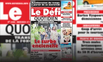 Voici la Une du Defi Quotidien de ce Mercredi 27 novembre 2019