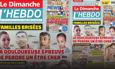 Voici la Une de Le Dimanche/L'Hebdo de ce dimanche 27 Décembre 2020
