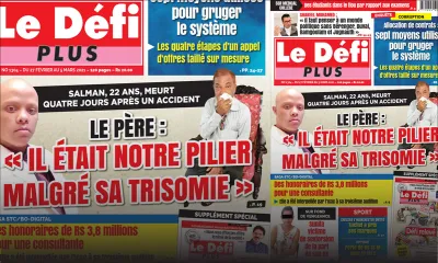 Voici la Une du Défi Plus de ce samedi 27 février 2021
