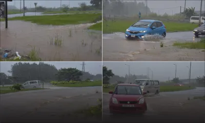 Pluies torrentielles : le rond-point de Wooton submergé par les eaux