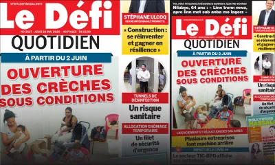 Voici la Une du Defi Quotidien de ce jeudi 28 mai 2020