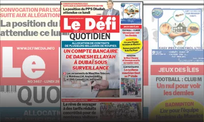 Voici la une du Défi Quotidien de ce Lundi 28 Août 2023