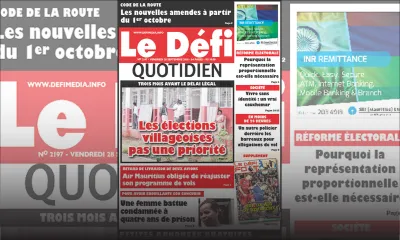 Voici la Une du Defi Quotidien de ce vendredi 28 Septembre 2018