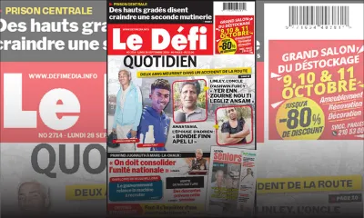 Voici la Une du Défi Quotidien de ce Lundi 28 Septembre 2020