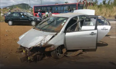Accident spectaculaire au rond-point de Sodnac