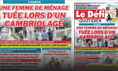 Voici la Une du Défi Quotidien de ce jeudi 28 Octobre 2021