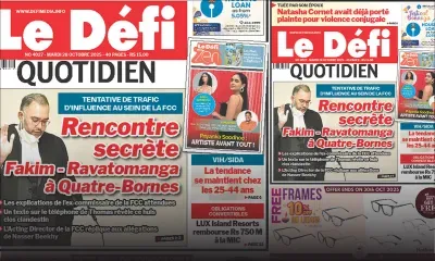 Voici la une du Défi Quotidien de ce Mardi 28 Octobre 2025
