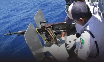 Au large de Port-Louis : exercice de simulation pour le patrouilleur CGS Victory