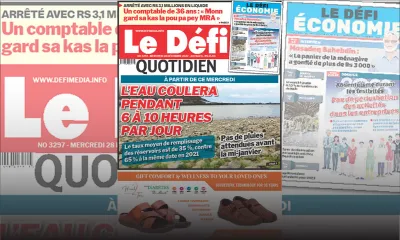 Voici la une du Défi Quotidien de ce mercredi 28 Décembre 2022