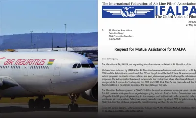 La Fédération internationale des pilotes appelle à refuser tout offre d'emploi d'Air Mauritius