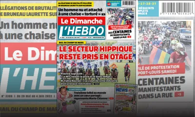 Voici la Une de Le Dimanche/L'Hebdo de ce dimanche 29 Mai 2022