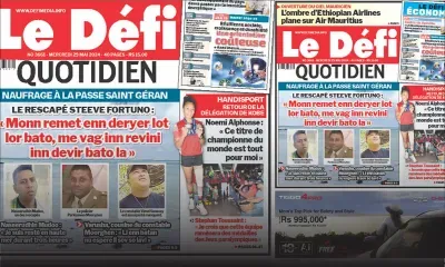 Voici la une du Défi Quotidien de ce Mercredi 29 Mai 2024