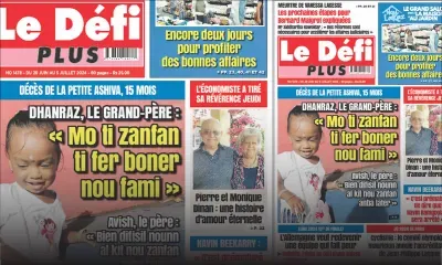 Voici la Une du Défi Plus de ce Samedi 29 Juin 2024