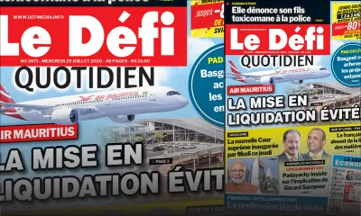 Voici la Une du Defi Quotidien de ce mercredi 29 juillet 2020