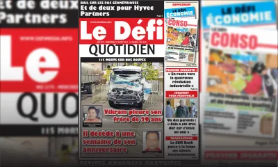 Voici la Une du Defi Quotidien de ce mercredi 29 août 2018