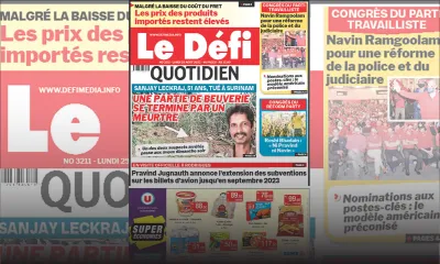 Voici la une du Défi Quotidien de ce lundi 29 Août 2022