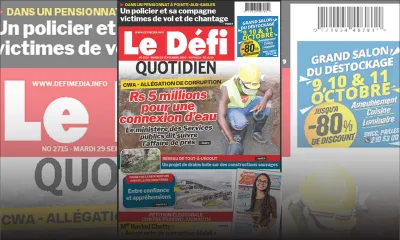 Voici la Une du Défi Quotidien de ce Mardi 29 Septembre 2020