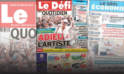 Voici la Une du Défi Quotidien de ce mercredi 29 Septembre 2021