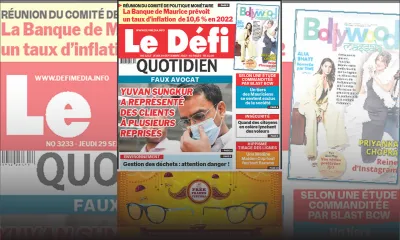 Voici la une du Défi Quotidien de ce jeudi 29 Septembre 2022