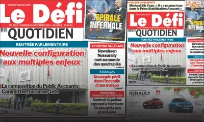 Voici la une du Défi Quotidien de ce Vendredi 29 Novembre 2024