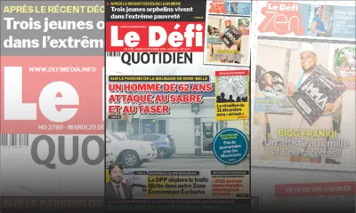 Voici la Une du Défi Quotidien de ce mardi 29 décembre 2020