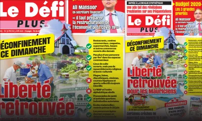 Voici la Une du Défi Plus de ce samedi 30 mai 2020