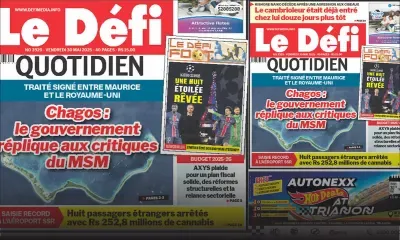 Voici la une du Défi Quotidien de ce Vendredi 30 Mai 2025