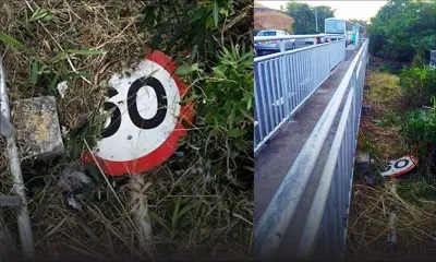 Grande-Rivière-Nord-Ouest: un panneau d’indication dans les buissons