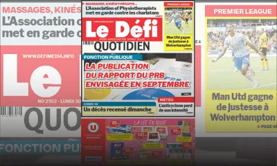 Voici la Une du Défi Quotidien de ce lundi 30 Août 2021