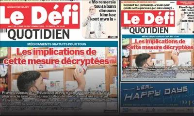 Voici la une du Défi Quotidien de ce Lundi 30 Septembre 2024