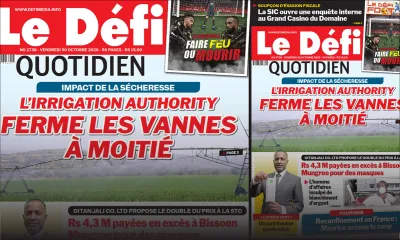 Voici la Une du Défi Quotidien de ce vendredi 30 octobre 2020