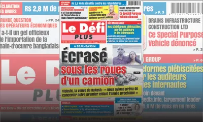 Voici la Une du Défi Plus de ce samedi 30 Octobre 2021
