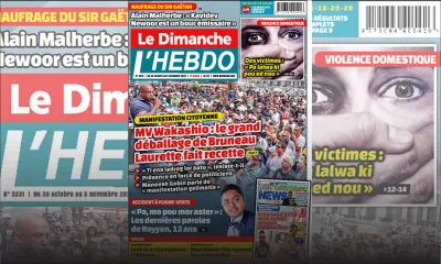 Voici la Une de Le Dimanche/L'Hebdo de ce dimanche 30 Octobre 2022