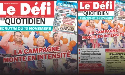 Voici la une du Défi Quotidien de ce Mercredi 30 Octobre 2024