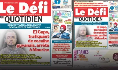 Voici la une du Défi Quotidien de ce Jeudi 30 Octobre 2025
