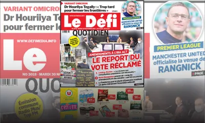 Voici la une du Défi Quotidien de ce mardi 30 Novembre 2021