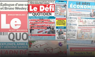 Voici la une du Défi Quotidien de ce mercredi 30 Novembre 2022